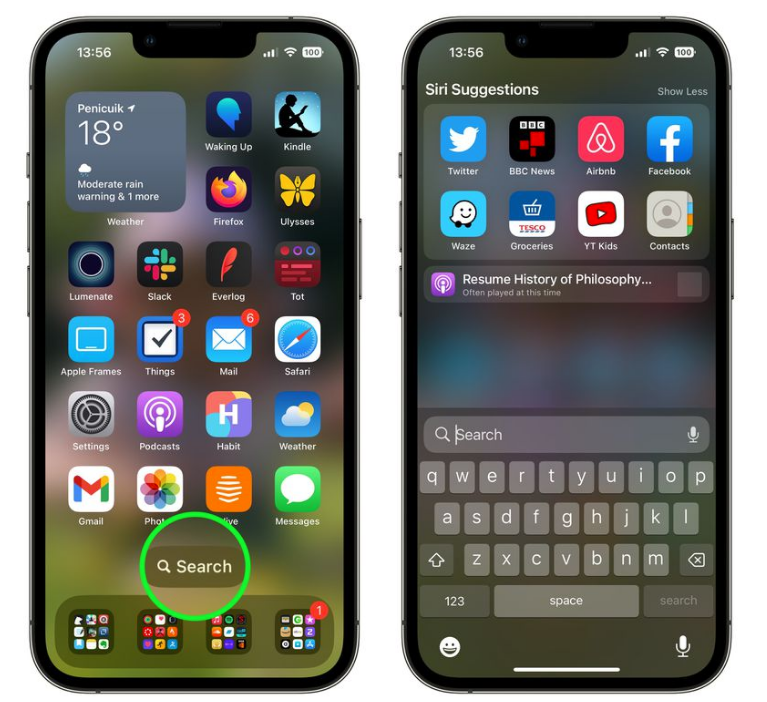 洛宁苹果手机维修分享升级到 iOS 16 后，如何删除主屏幕上的搜索按钮 