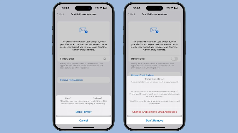 洛宁苹果手机维修分享苹果 iOS 18.1 支持设置“主要”邮箱地址并更改 iCloud 邮箱 