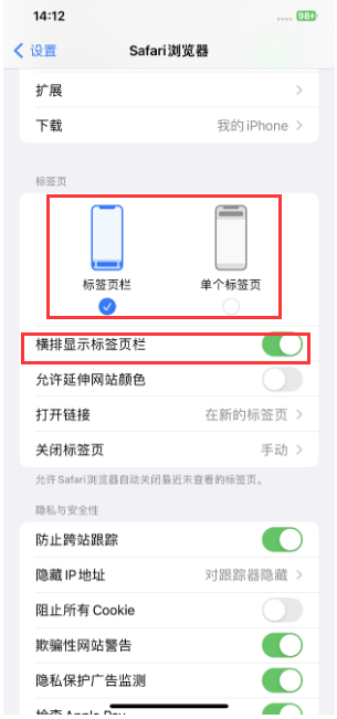 洛宁苹果手机维修分享Safari浏览器如何切换标签栏位置 